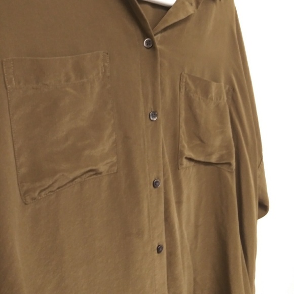 Madewell Olive Green Silk XS Blouse - Picture 3 of 3